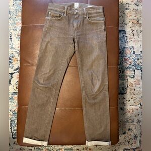 Men's Hiroshi Kato hammer straight 4-way stretch selvedge raw Brown denim jeans